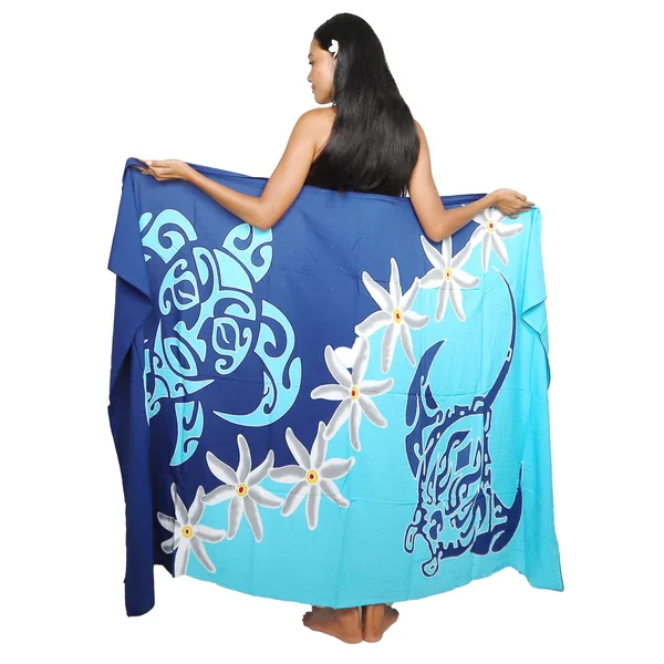 Paréo Lagon Tribal duo de bleus