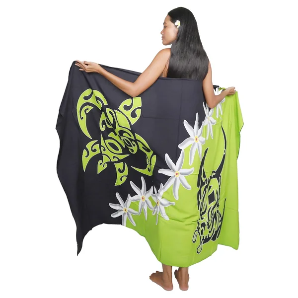 Paréo Lagon Tribal vert et noir