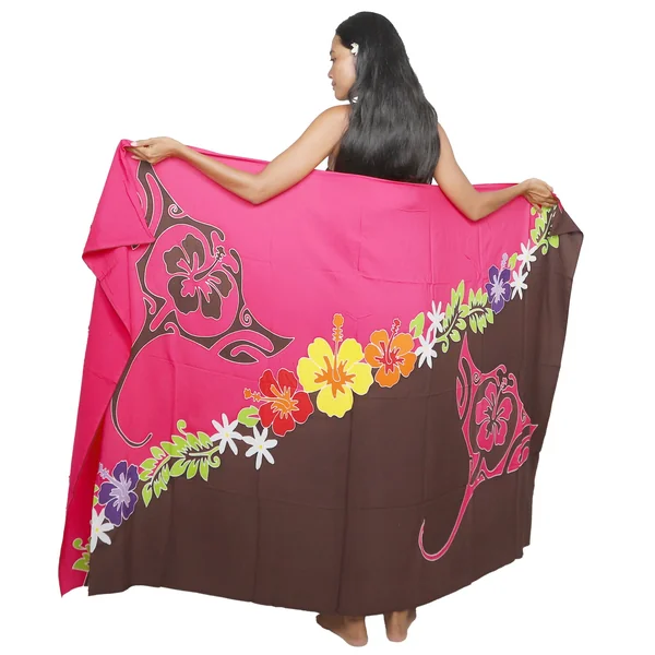 Paréo manta double face rose et marron