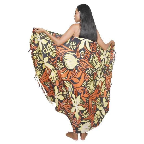 Paréo Oceania Noir et orange