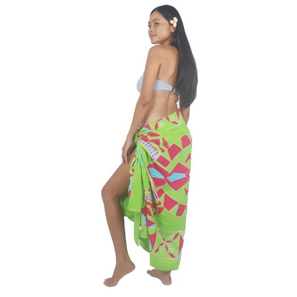 Paréo peint main tortue tribal vert