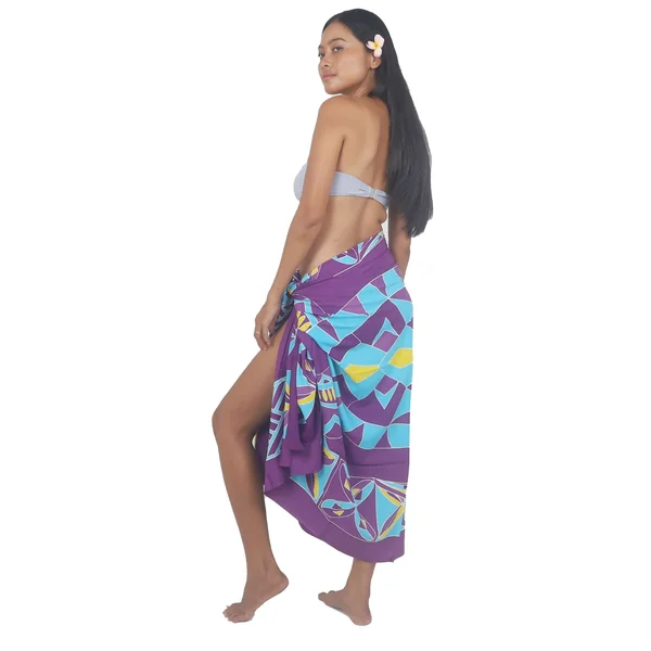 Paréo peint main tortue tribal violet