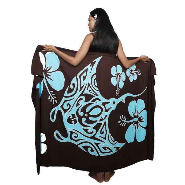 Paréo raie manta turquoise et marron
