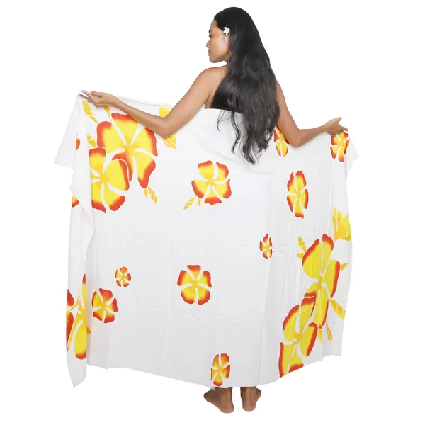 Paréo Tahiti Pahoho blanc
