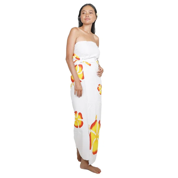 Paréo Tahiti Pahoho blanc