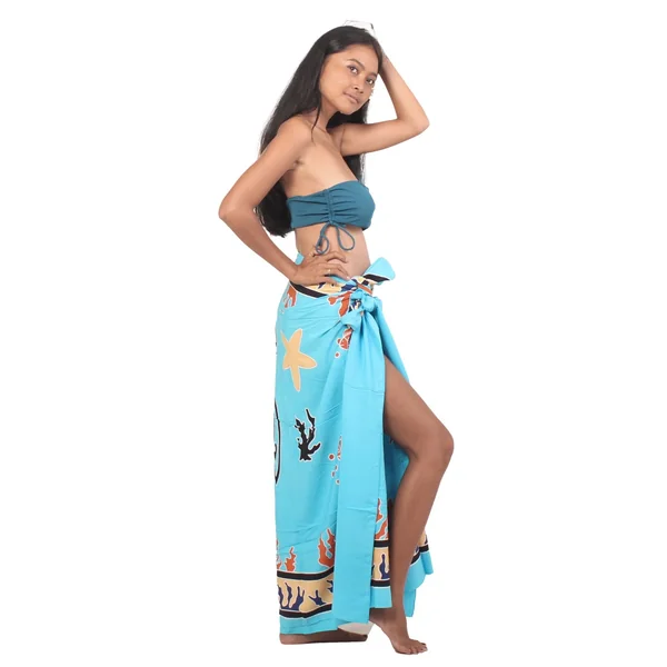 Paréo Tahiti tortue marine bleu turquoise