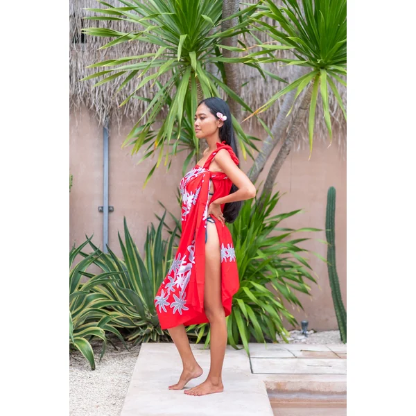 Paréo Tiaré twist rouge