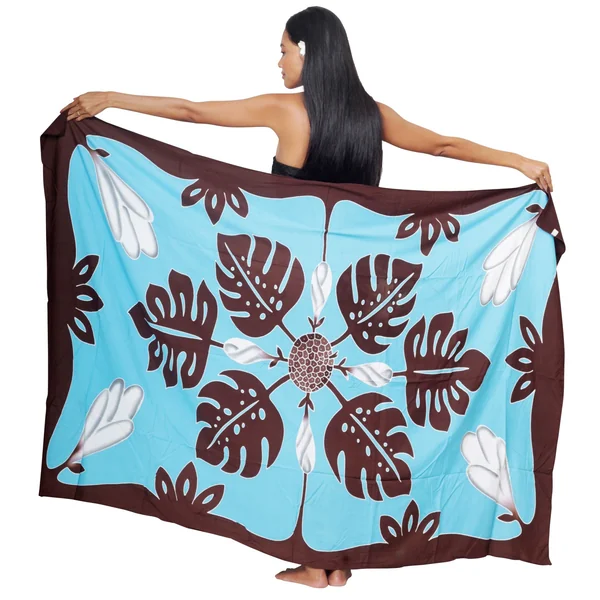 Paréo Tifaifai turquoise et chocolat