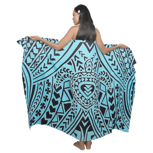 Paréo tortue Polynésienne bleu