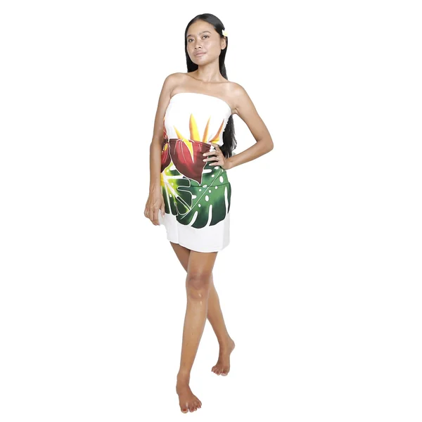 Paréos bouquet de Tahiti blanc