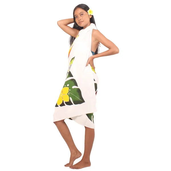 Paréos bouquet de Tahiti blanc