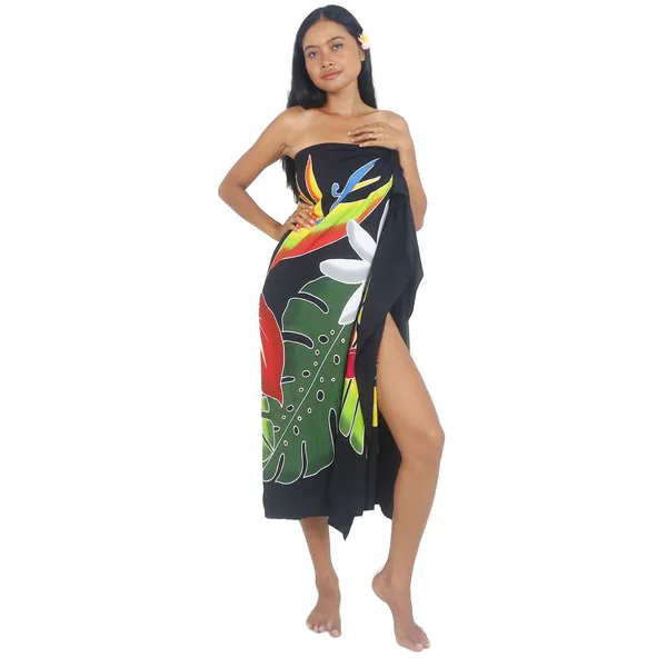 Paréos bouquet de Tahiti noir