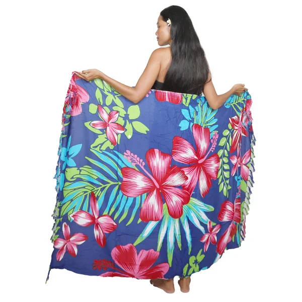 Paréos hibiscus de Tahiti bleu