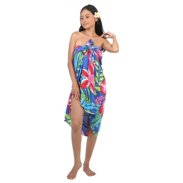 Paréos hibiscus de Tahiti bleu