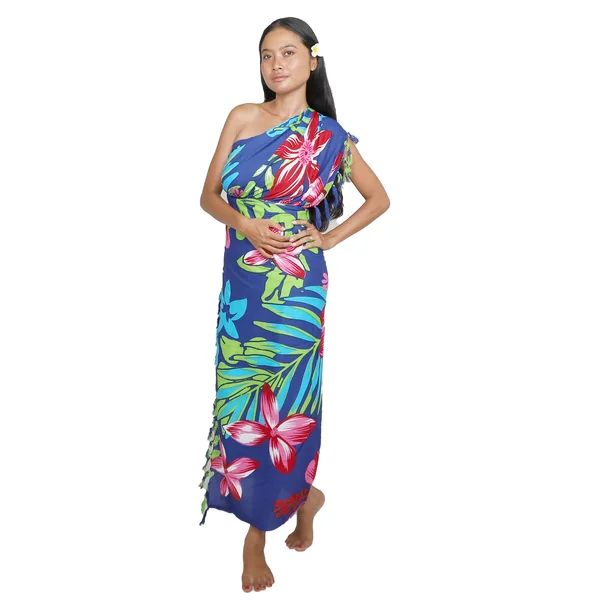 Paréos hibiscus de Tahiti bleu