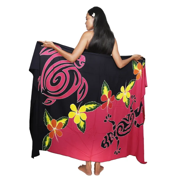 Paréos tortue et gecko rose et noir