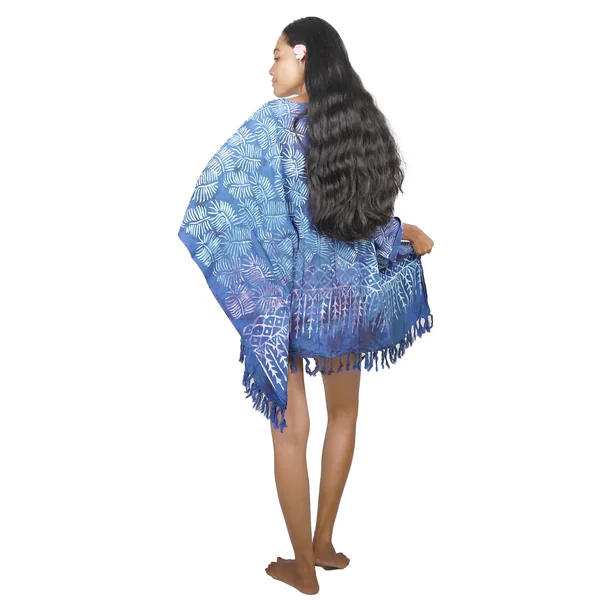 Poncho Palmes de Bali Bleu