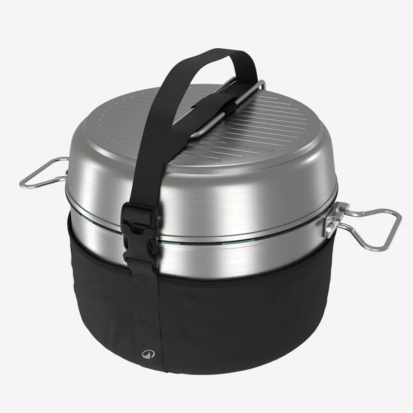 Popote 500 de camping en acier inox + anti-adhésif - 4 personnes - 25 éléments
