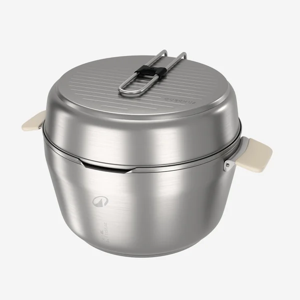 Popote 900 de camping XL en inox + anti-adhésif - 4 personnes - 33 éléments