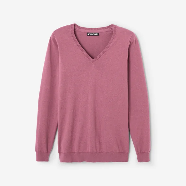 Pull de golf 100% coton col V femme, MW100 violet grisé