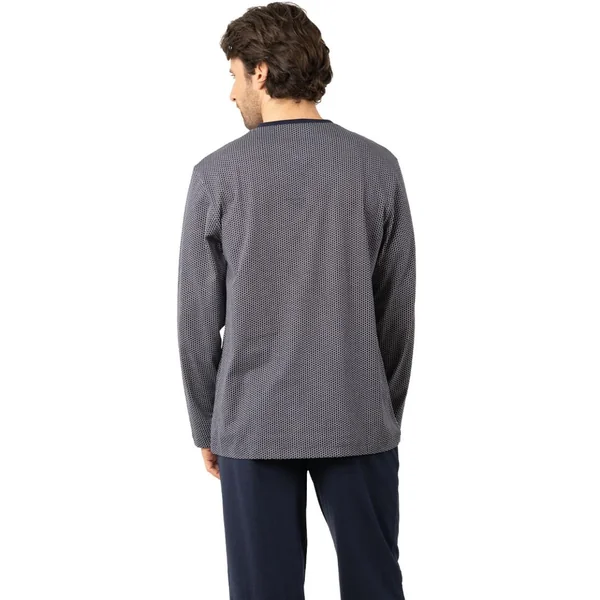Pyjama long col V homme Business Eminence bleu en coton Eminence