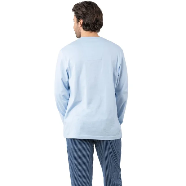 Pyjama long col V homme Coton Bio Eminence bleu Eminence