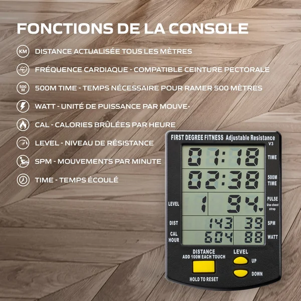 Rameur à eau Tunturi - Fluid Rower Neon Plus Noir