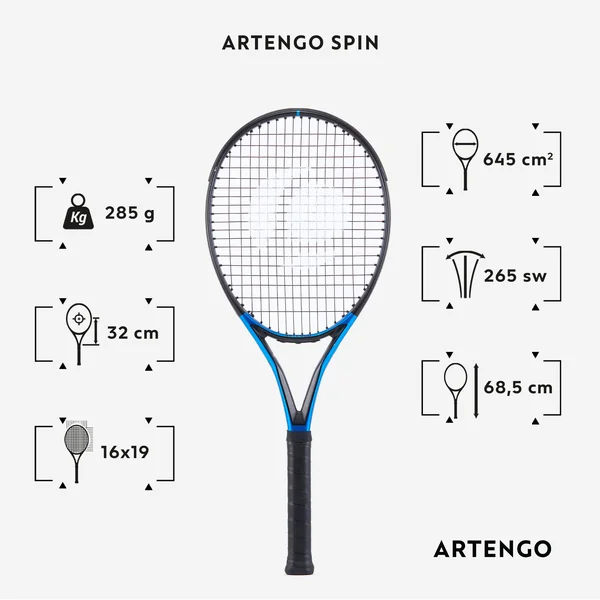 Raquette de Tennis Adulte TR930 Spin 285 g - Noir/Bleu