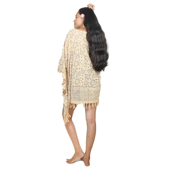 Robe batik rayon tropicale beige
