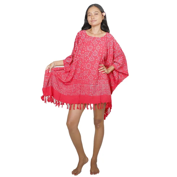 Robe batik rayon tropicale rouge