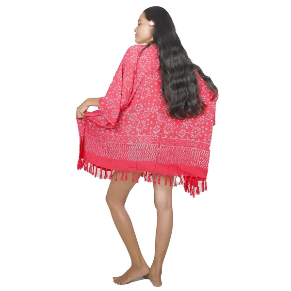 Robe batik rayon tropicale rouge