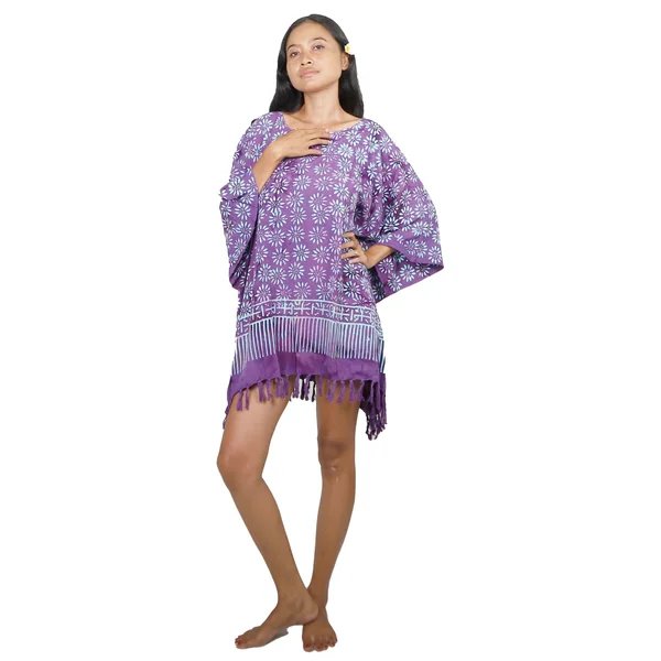 Robe batik rayon tropicale violet