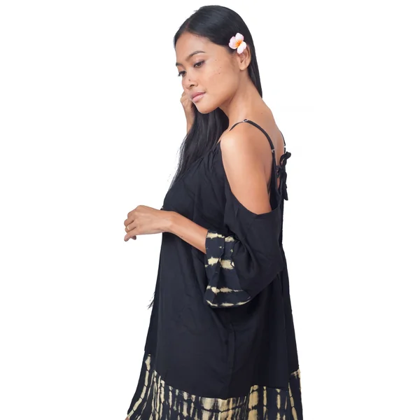 Robe de plage ample tie dye noir