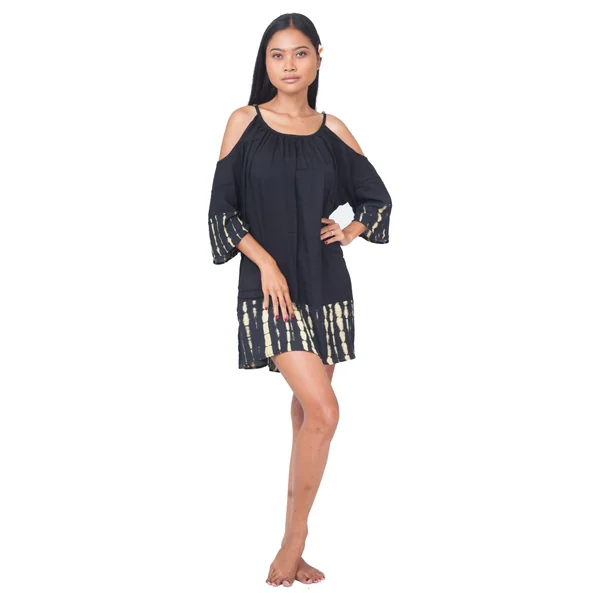Robe de plage ample tie dye noir