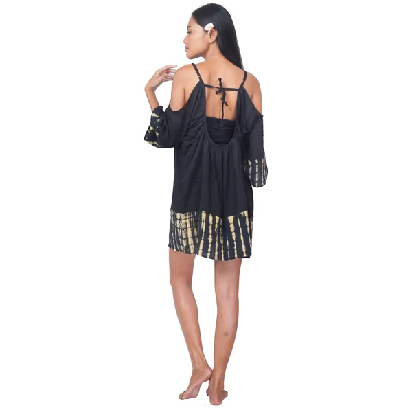 Robe de plage ample tie dye noir