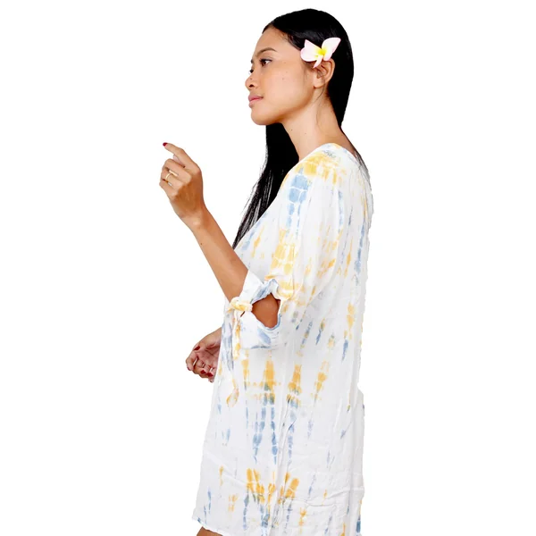 Robe de plage courte tie dye blanche