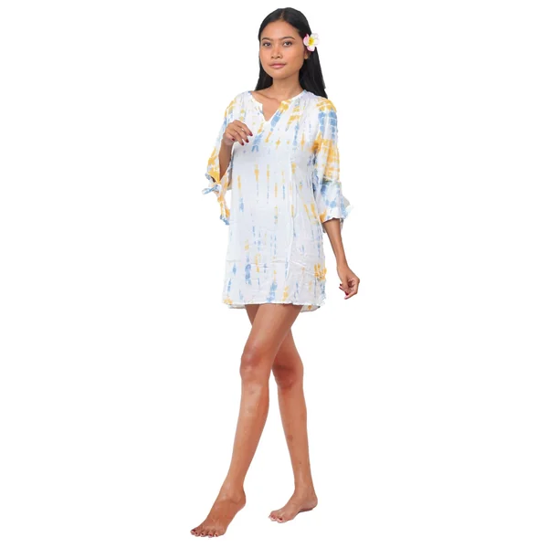 Robe de plage courte tie dye blanche