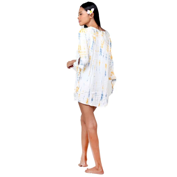 Robe de plage courte tie dye blanche