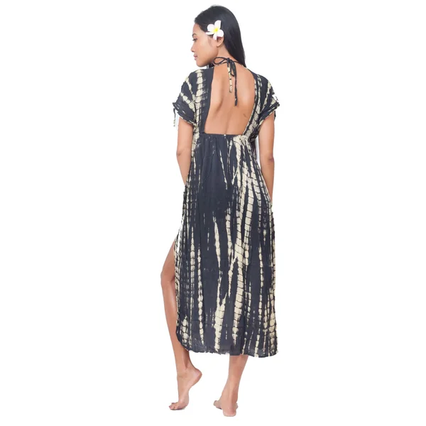 Robe de plage longue tie dye noir