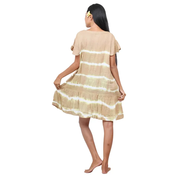 Robe de plage légère tie dye beige