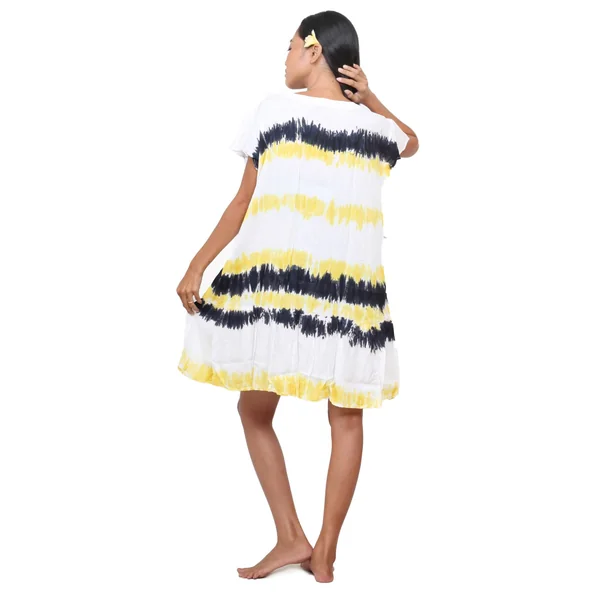 Robe de plage légère tie dye jaune