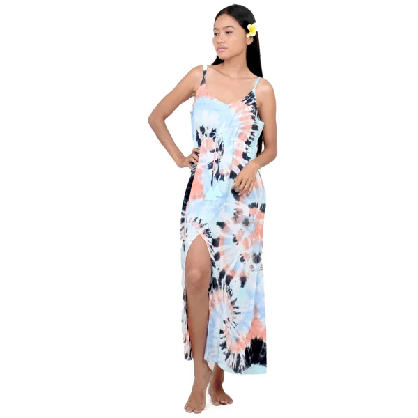 Robe de soirée d'été tie dye bleue