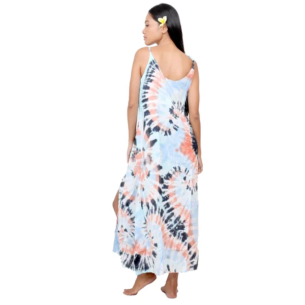 Robe de soirée d'été tie dye bleue