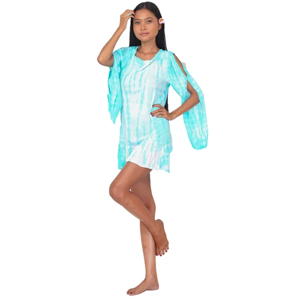 Robe d'été légère Tie Dye turquoise