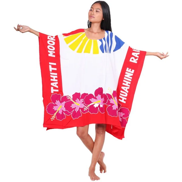 Robe paréo drapeau Polynésien fleurie
