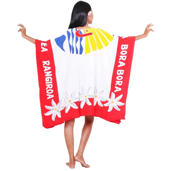 Robe paréo drapeau Polynésien fleurie