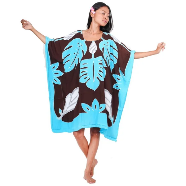 Robe paréo Tifaifai turquoise et chocolat