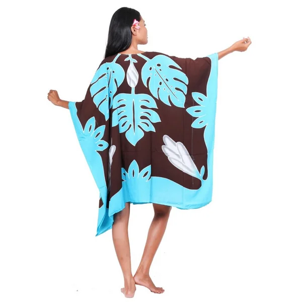 Robe paréo Tifaifai turquoise et chocolat
