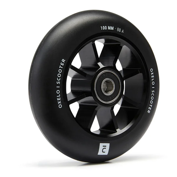 Roue freestyle 100mm avec jante noire en alu et gomme noir PU85A