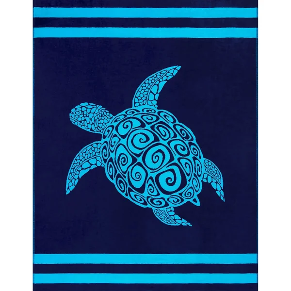 Serviette XXL tortue Paxos ciel et marine